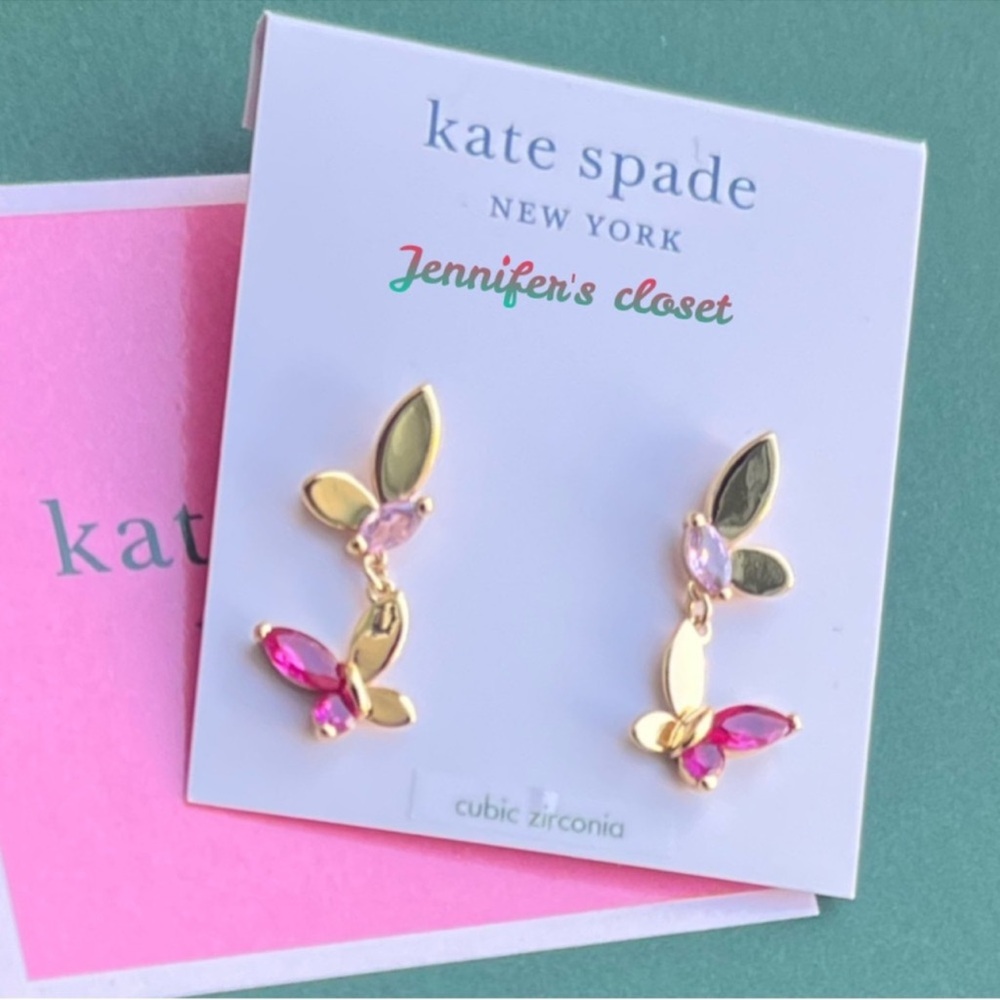 Kate Spade Crystal Butterfly Drop Earrings / NWT